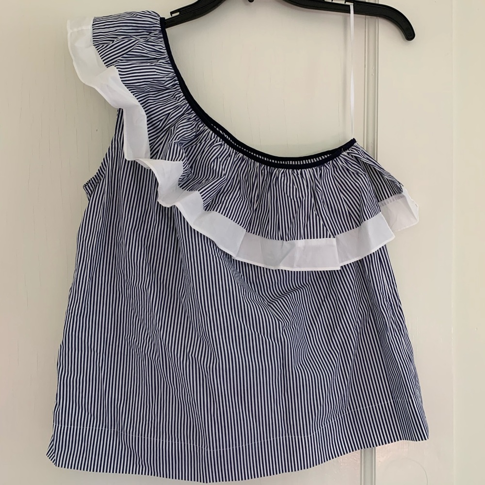One shoulder ruffle blouse